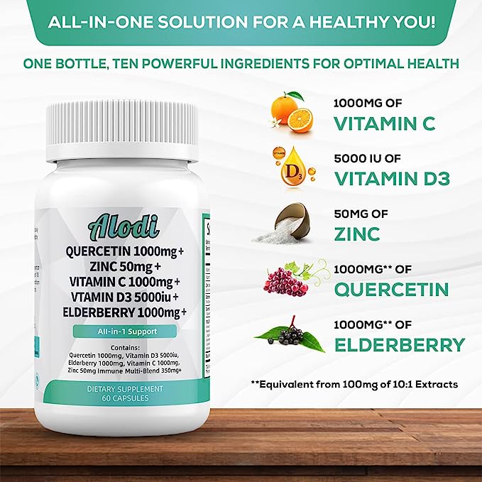 Advanced Super Immune Booster - Quercetin, Zinc, Vitamin C+D, Elderberry, & Sea Moss Blend
